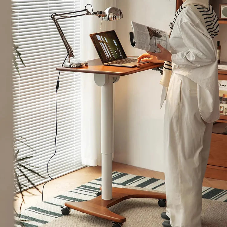 移動式チェリー材テーブル|スタイリッシュデザインで快適な作業空間を実現 fpmxm-2768