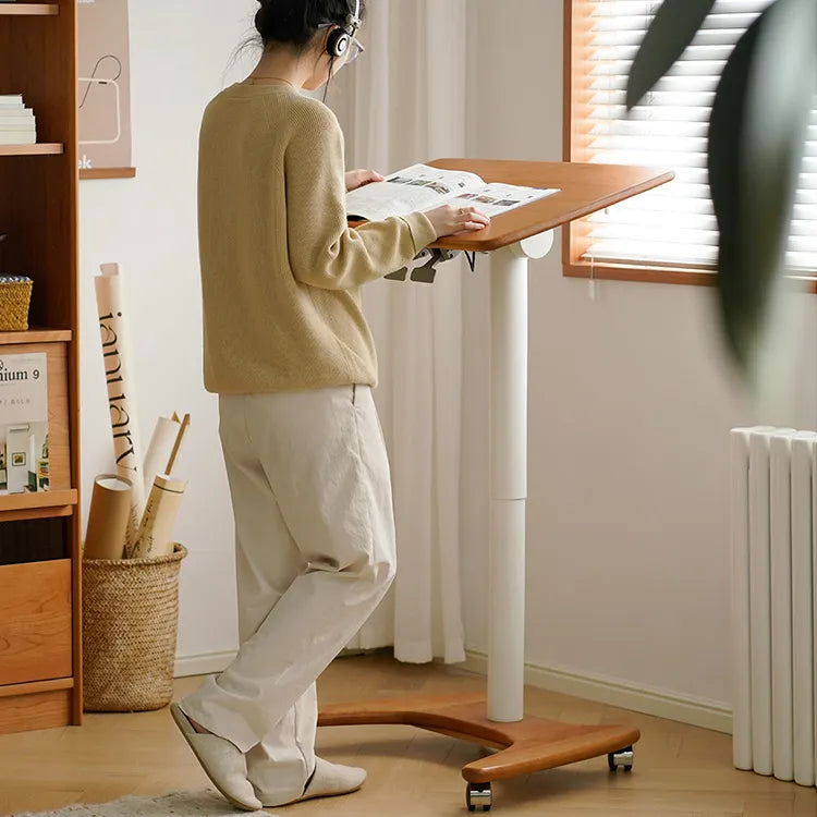 移動式チェリー材テーブル|スタイリッシュデザインで快適な作業空間を実現 fpmxm-2768