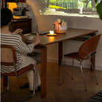 チェリー材とステンレスの高級ダイニングテーブル|魅力的なモダンデザイン fpmxm-2770