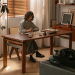 チェリー材とステンレスの高級ダイニングテーブル|魅力的なモダンデザイン fpmxm-2770