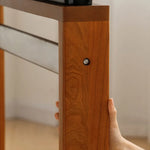 チェリー材とステンレスの高級ダイニングテーブル|魅力的なモダンデザイン fpmxm-2770