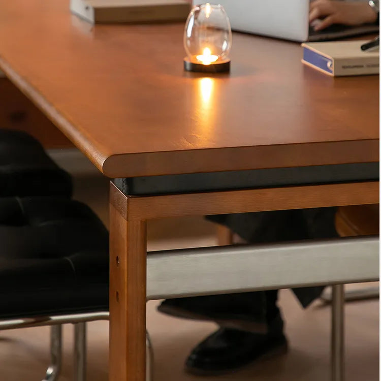 チェリー材とステンレスの高級ダイニングテーブル|魅力的なモダンデザイン fpmxm-2770