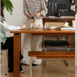 チェリー材とステンレスの高級ダイニングテーブル|魅力的なモダンデザイン fpmxm-2770