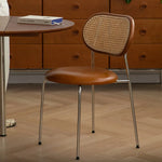 アッシュ材×ラタンのエレガントチェア - モダンステンレスデザイン&PUレザーシート fpmxm-2774