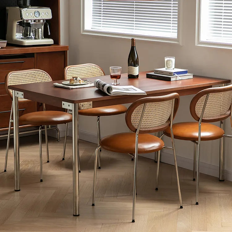 アッシュ材×ラタンのエレガントチェア - モダンステンレスデザイン&PUレザーシート fpmxm-2774