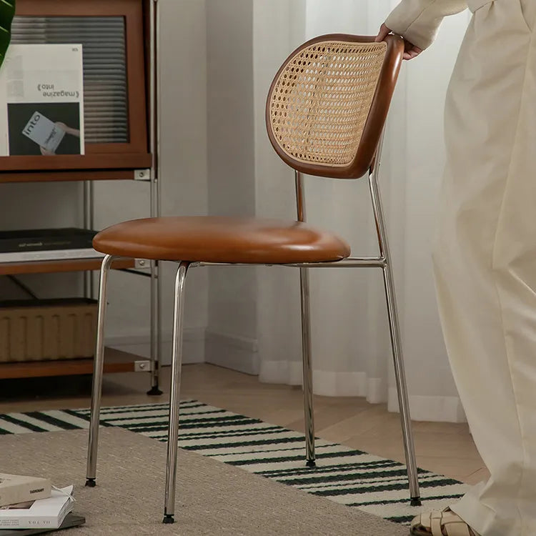 アッシュ材×ラタンのエレガントチェア - モダンステンレスデザイン&PUレザーシート fpmxm-2774