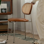 アッシュ材×ラタンのエレガントチェア - モダンステンレスデザイン&PUレザーシート fpmxm-2774