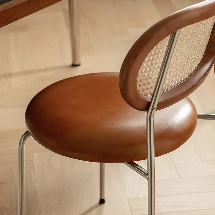 アッシュ材×ラタンのエレガントチェア - モダンステンレスデザイン&PUレザーシート fpmxm-2774