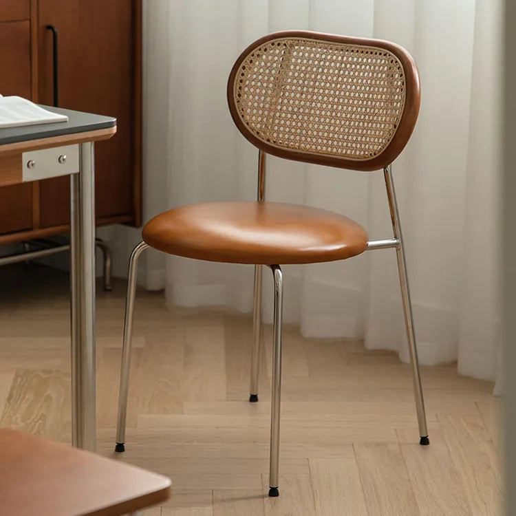 アッシュ材×ラタンのエレガントチェア - モダンステンレスデザイン&PUレザーシート fpmxm-2774