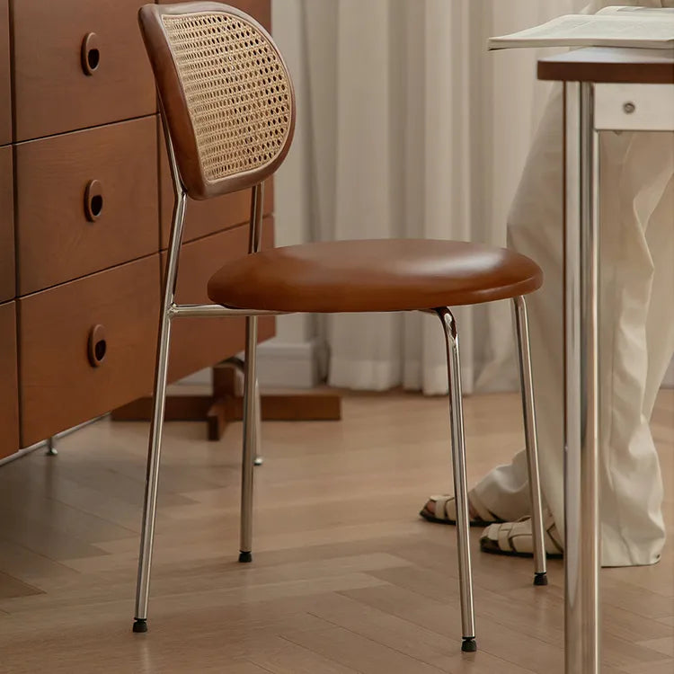 アッシュ材×ラタンのエレガントチェア - モダンステンレスデザイン&PUレザーシート fpmxm-2774