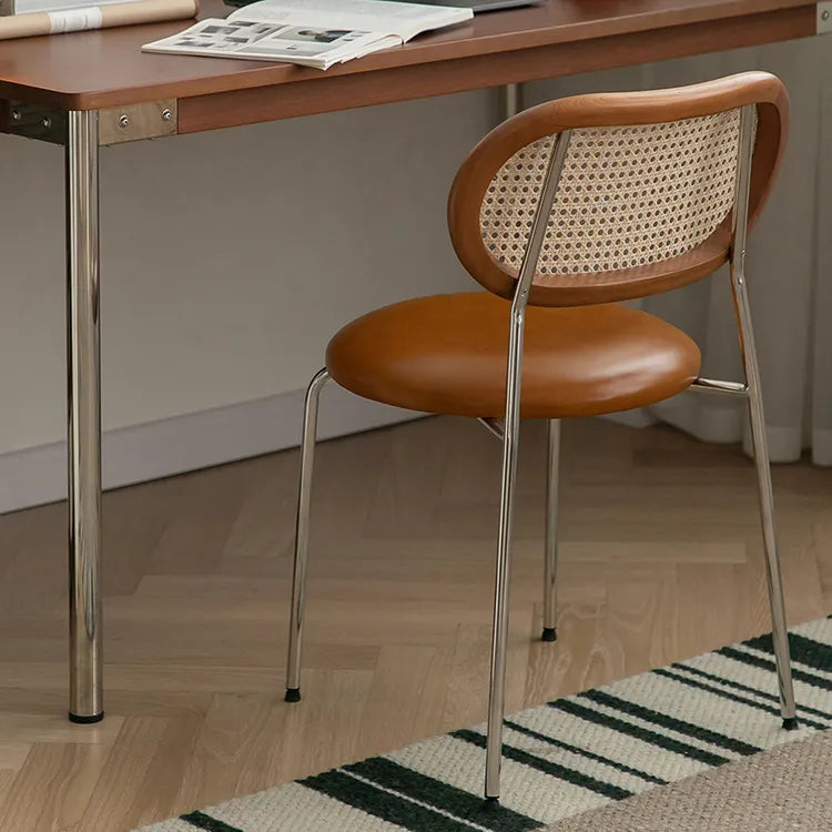 アッシュ材×ラタンのエレガントチェア - モダンステンレスデザイン&PUレザーシート fpmxm-2774