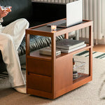 無垢材使用のスタイリッシュサイドテーブル|チェリー材&ケヤキ多層板カート fpmxm-2784