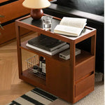 無垢材使用のスタイリッシュサイドテーブル|チェリー材&ケヤキ多層板カート fpmxm-2784