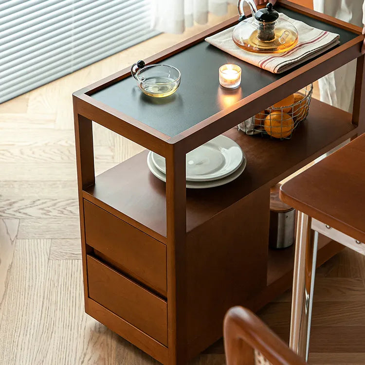 無垢材使用のスタイリッシュサイドテーブル|チェリー材&ケヤキ多層板カート fpmxm-2784