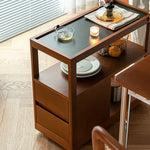 無垢材使用のスタイリッシュサイドテーブル|チェリー材&ケヤキ多層板カート fpmxm-2784