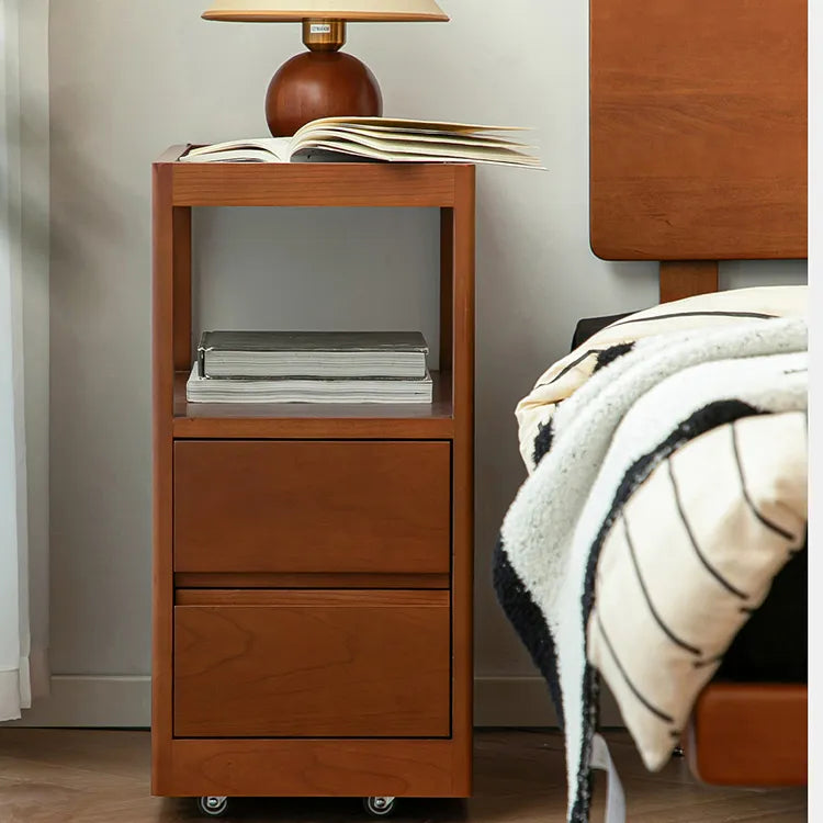 無垢材使用のスタイリッシュサイドテーブル|チェリー材&ケヤキ多層板カート fpmxm-2784