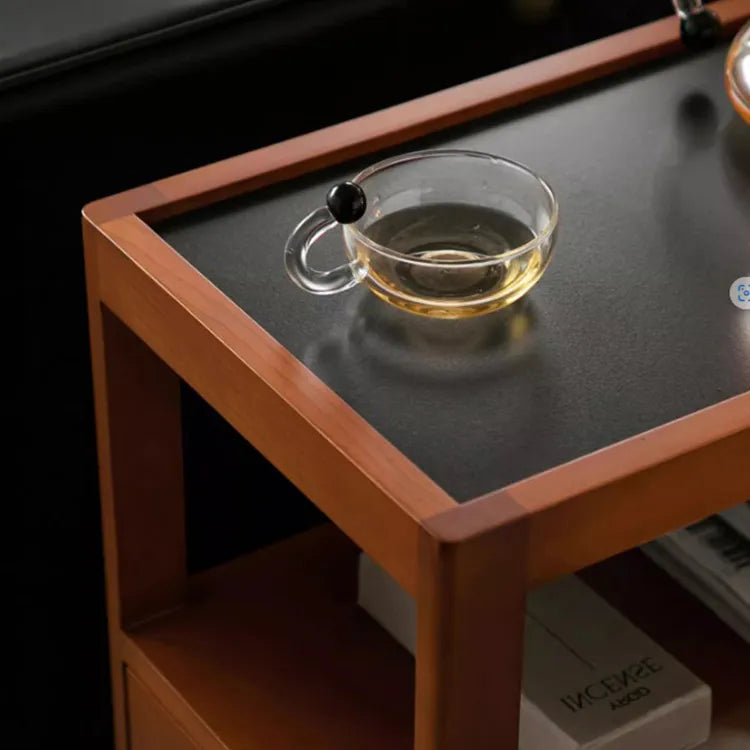 無垢材使用のスタイリッシュサイドテーブル|チェリー材&ケヤキ多層板カート fpmxm-2784