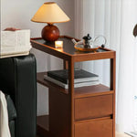 無垢材使用のスタイリッシュサイドテーブル|チェリー材&ケヤキ多層板カート fpmxm-2784