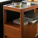 無垢材使用のスタイリッシュサイドテーブル|チェリー材&ケヤキ多層板カート fpmxm-2784