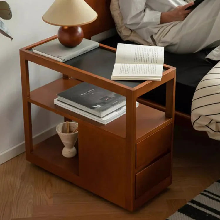 無垢材使用のスタイリッシュサイドテーブル|チェリー材&ケヤキ多層板カート fpmxm-2784