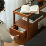 無垢材使用のスタイリッシュサイドテーブル|チェリー材&ケヤキ多層板カート fpmxm-2784