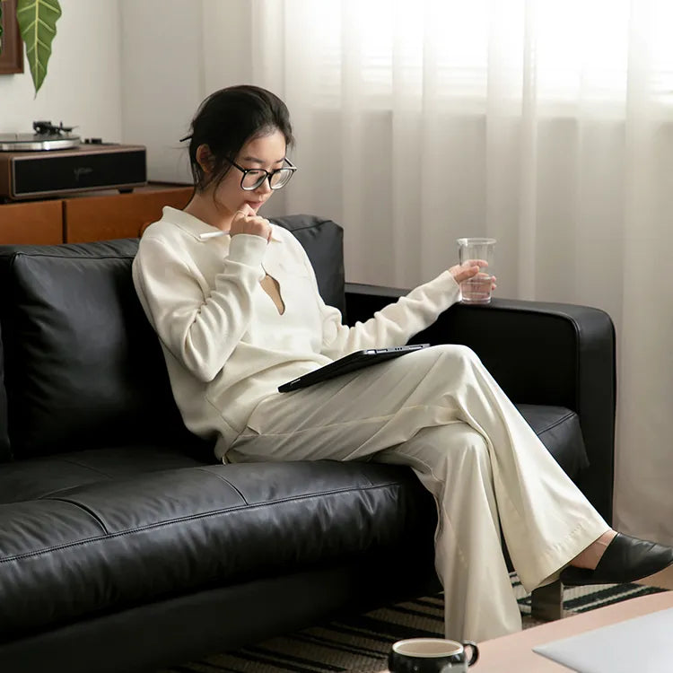 高級感あふれるPUレザーソファー|ステンレス×綿麻×グースダウンの贅沢な座り心地 fpmxm-2800