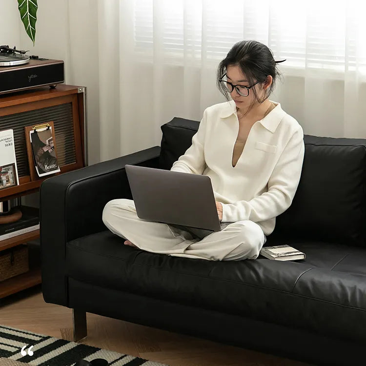 高級感あふれるPUレザーソファー|ステンレス×綿麻×グースダウンの贅沢な座り心地 fpmxm-2800