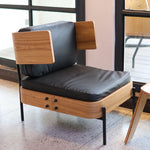 スタイリッシュな多層板製ソファチェア|PUレザー&綿麻クッション付き|モダンインテリアに最適 fqr-5114