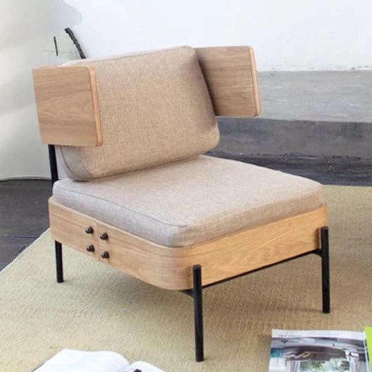 スタイリッシュな多層板製ソファチェア|PUレザー&綿麻クッション付き|モダンインテリアに最適 fqr-5114