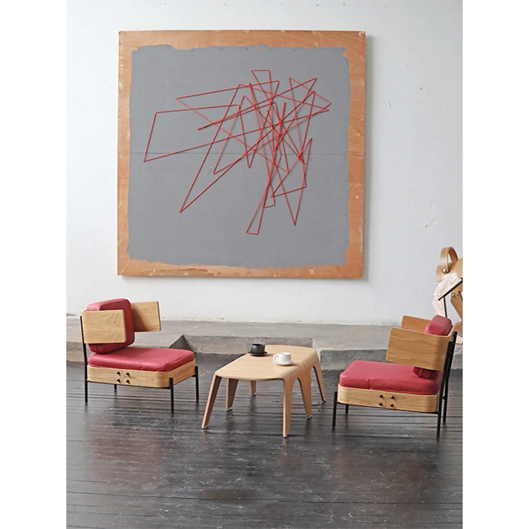 スタイリッシュな多層板製ソファチェア|PUレザー&綿麻クッション付き|モダンインテリアに最適 fqr-5114