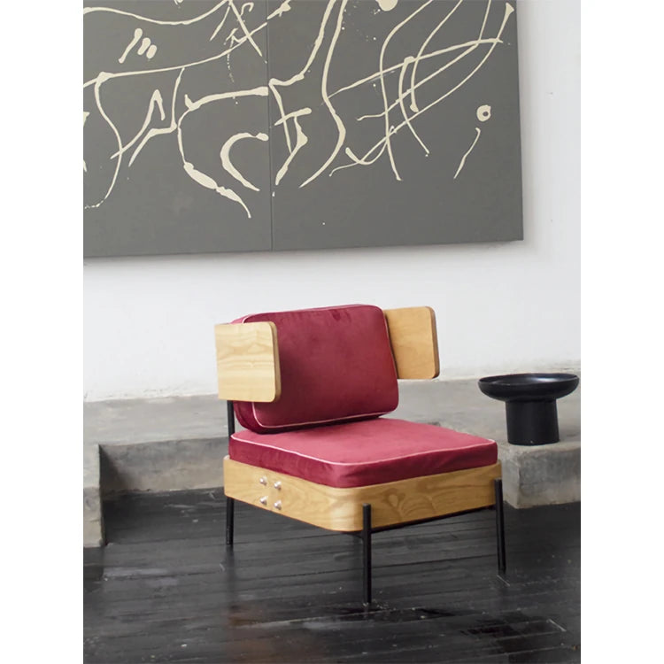 スタイリッシュな多層板製ソファチェア|PUレザー&綿麻クッション付き|モダンインテリアに最適 fqr-5114