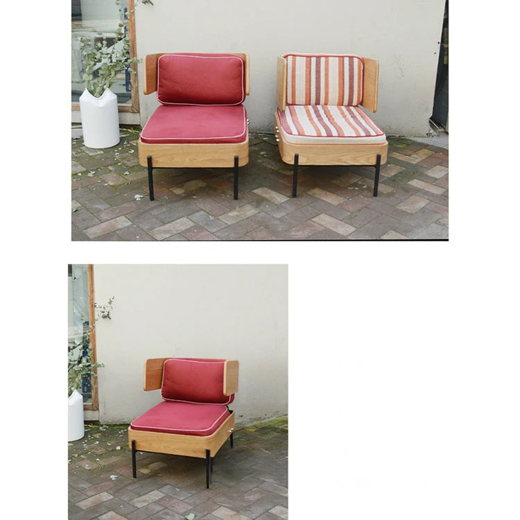 スタイリッシュな多層板製ソファチェア|PUレザー&綿麻クッション付き|モダンインテリアに最適 fqr-5114