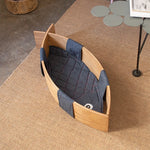 おしゃれな魚型ペットベッド|多層板&綿麻素材で快適な眠りを提供|ネコ・犬用ハンモックタイプ fqr-5122