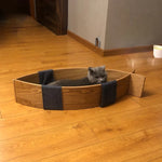 おしゃれな魚型ペットベッド|多層板&綿麻素材で快適な眠りを提供|ネコ・犬用ハンモックタイプ fqr-5122