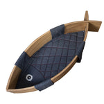 おしゃれな魚型ペットベッド|多層板&綿麻素材で快適な眠りを提供|ネコ・犬用ハンモックタイプ fqr-5122