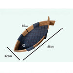 おしゃれな魚型ペットベッド|多層板&綿麻素材で快適な眠りを提供|ネコ・犬用ハンモックタイプ fqr-5122