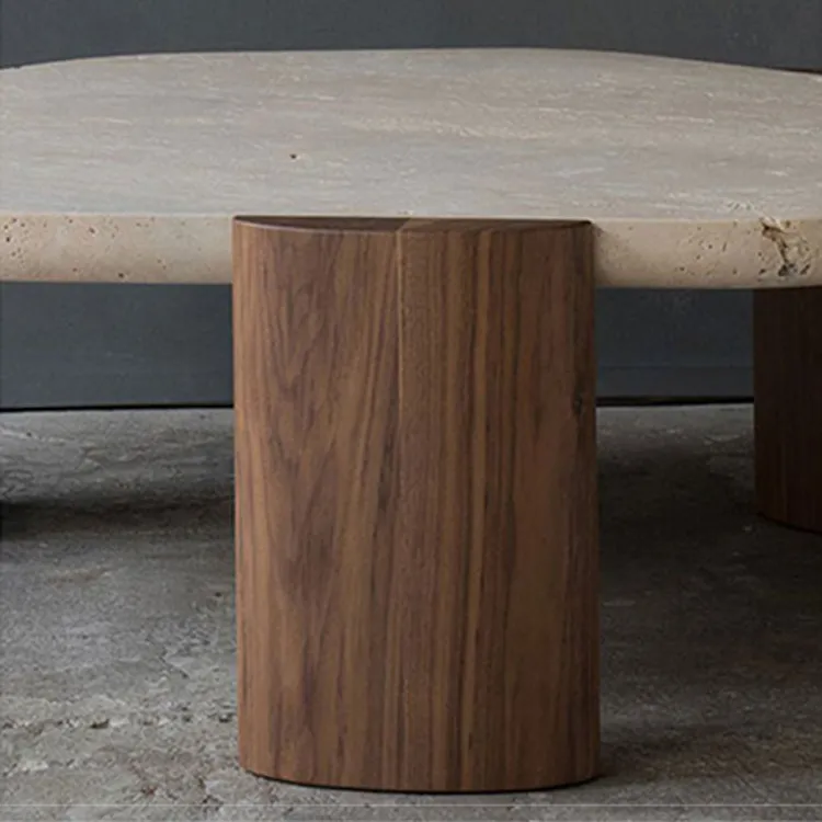 ウォールナットとストーンのセンターテーブル|モダンで優雅なデザイン fsdb-2255