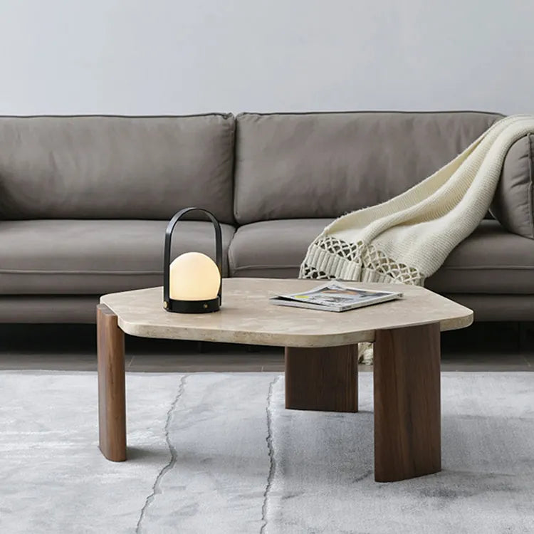 ウォールナットとストーンのセンターテーブル|モダンで優雅なデザイン fsdb-2255