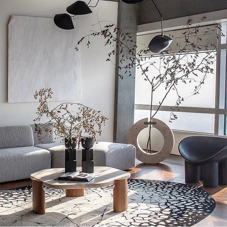 ウォールナットとストーンのセンターテーブル|モダンで優雅なデザイン fsdb-2255