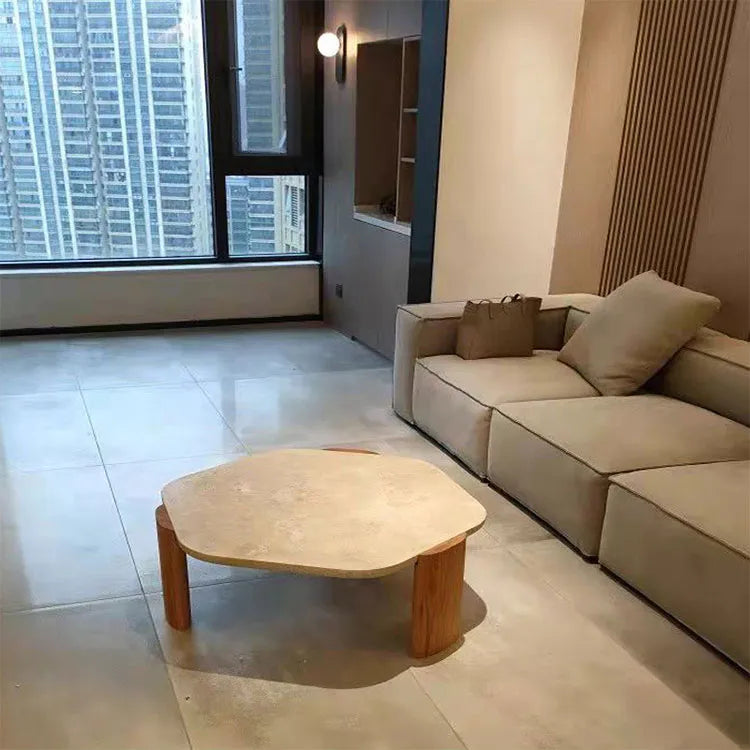 ウォールナットとストーンのセンターテーブル|モダンで優雅なデザイン fsdb-2255