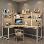 パイン材使用L字型デスク|スタイリッシュな収納一体型テーブル fsdb-2265