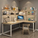 パイン材使用L字型デスク|スタイリッシュな収納一体型テーブル fsdb-2265