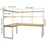 パイン材使用L字型デスク|スタイリッシュな収納一体型テーブル fsdb-2265