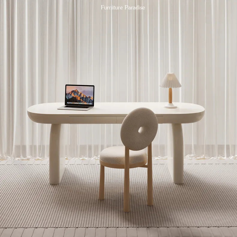 クリーム色の楕円カーブが美しい高級感あふれるデスク fsdb-2271