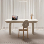 クリーム色の楕円カーブが美しい高級感あふれるデスク fsdb-2271