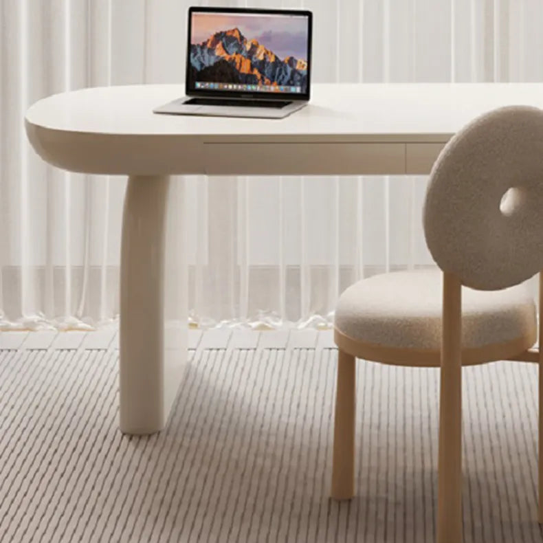 クリーム色の楕円カーブが美しい高級感あふれるデスク fsdb-2271