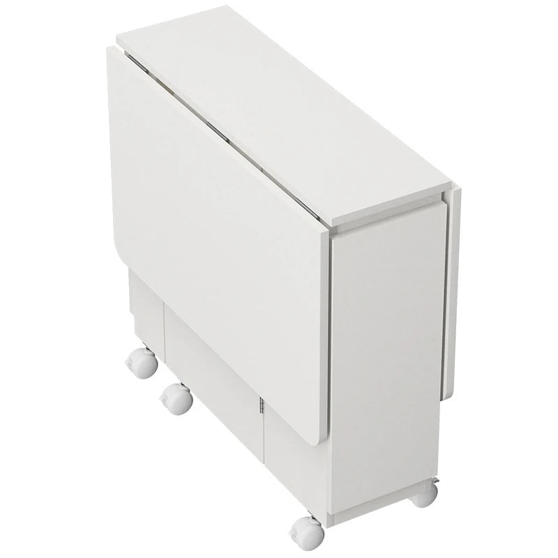 コンパクト折りたたみテーブル|モダンデザイン|ホワイト|省スペース対応|キャスター付き|ダイニング・リビングに最適 fsf-5210