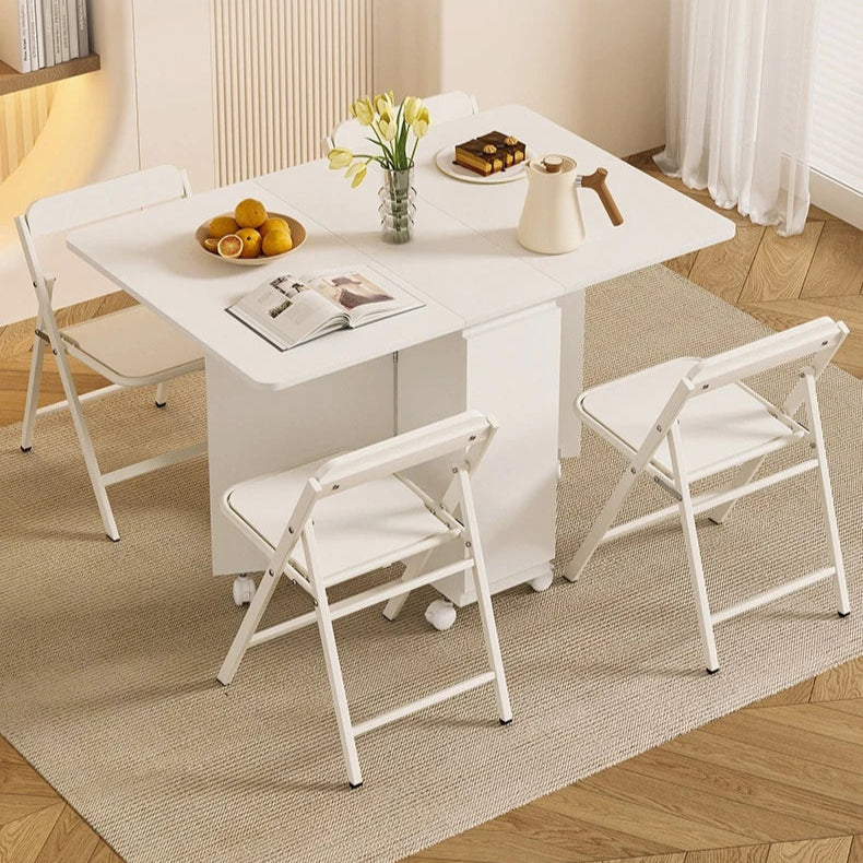 コンパクト折りたたみテーブル|モダンデザイン|ホワイト|省スペース対応|キャスター付き|ダイニング・リビングに最適 fsf-5210