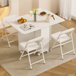 コンパクト折りたたみテーブル|モダンデザイン|ホワイト|省スペース対応|キャスター付き|ダイニング・リビングに最適 fsf-5210