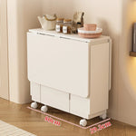 コンパクト折りたたみテーブル|モダンデザイン|ホワイト|省スペース対応|キャスター付き|ダイニング・リビングに最適 fsf-5210